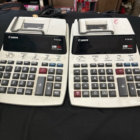 LOT OF 3 VINTAGE Electronic Printing Calculators Canon P170-DH & MP18DII - Picture 13 of 16